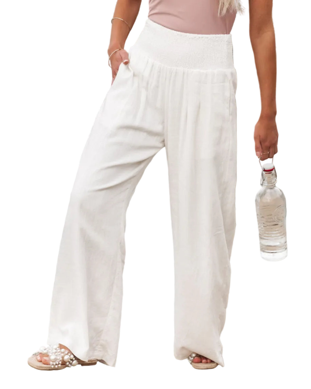 Damenhosen aus Leinenmischung | Weite Hosen mit Elastischem Bund | Alltagstauglich im Sommer | Schmid