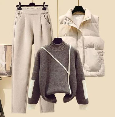 Elegantes 3-teiliges Set: Hose, Weste und Pullover | Komfort trifft Stil