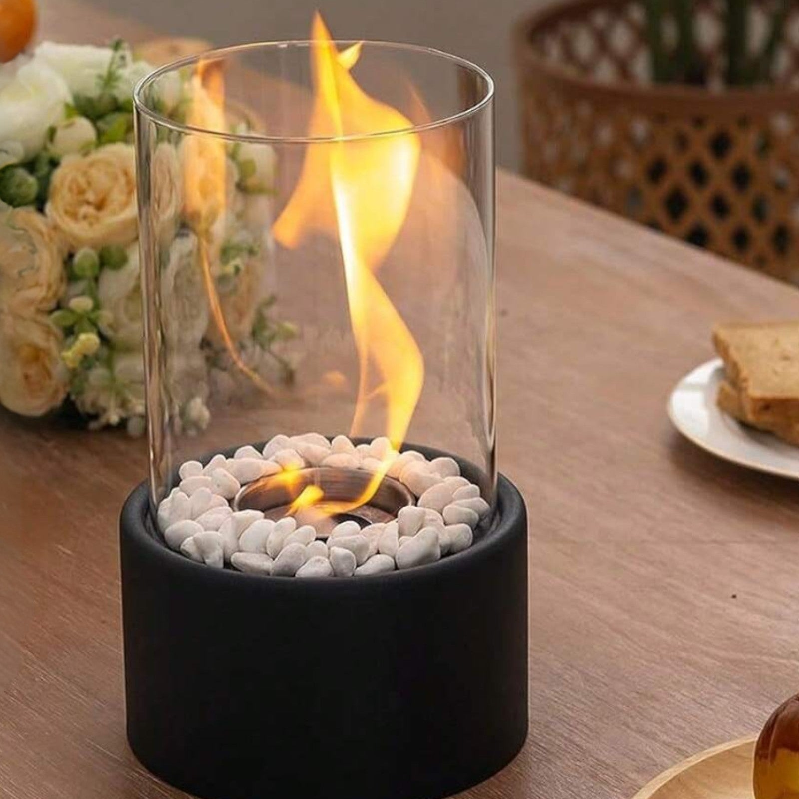 Ewige Flamme Öllampe – Metall und Glas, 26 × 14 cm, offene Flamme