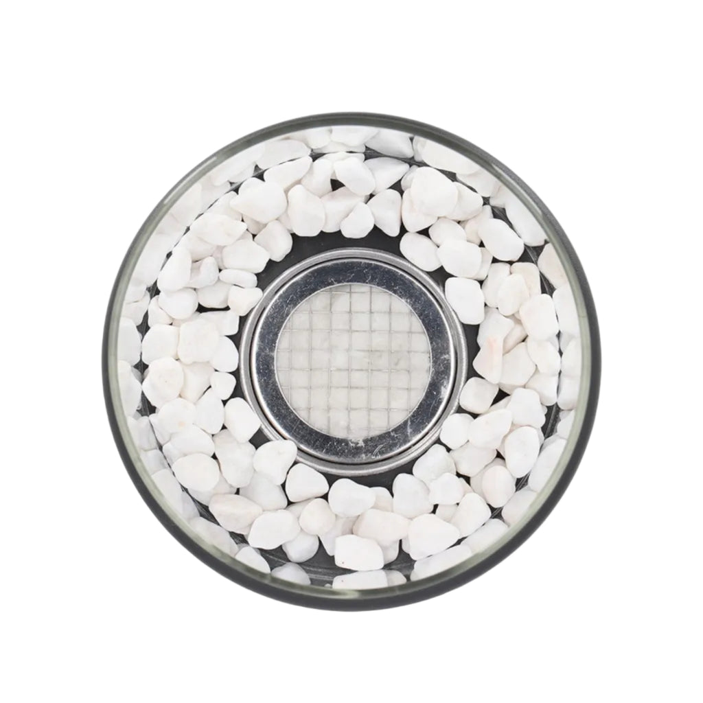 Ewige Flamme Öllampe – Metall und Glas, 26 × 14 cm, offene Flamme