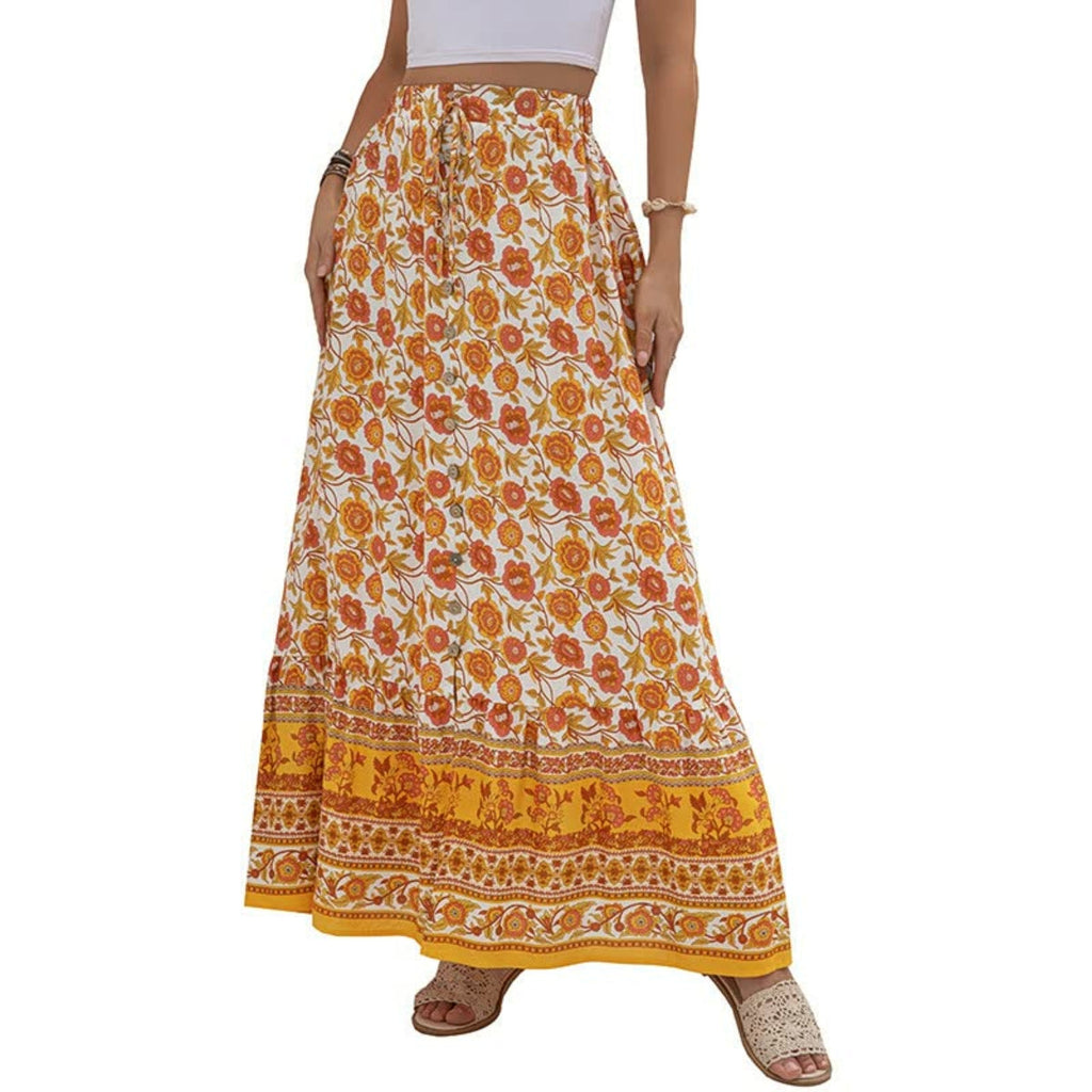 Damenrock aus Polyester | Rock im Boho-Stil | Frontschlitz für Sommer und Freizeit | Schmid