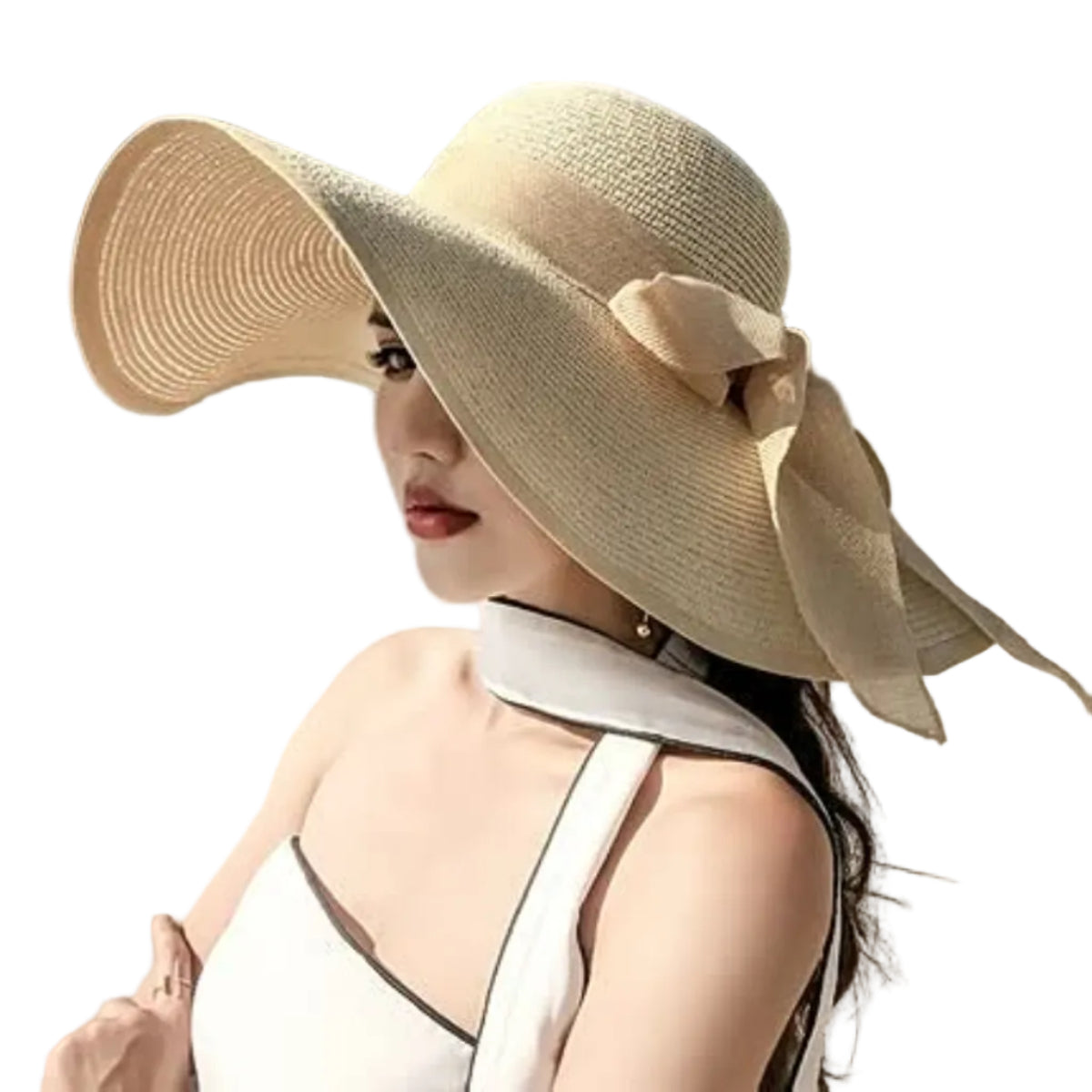 Damen Sonnenhut aus Stroh | Sonnenhut mit Breiter Krempe | Leichter Outdoor-Stil für Sommer und Strand | Schmid