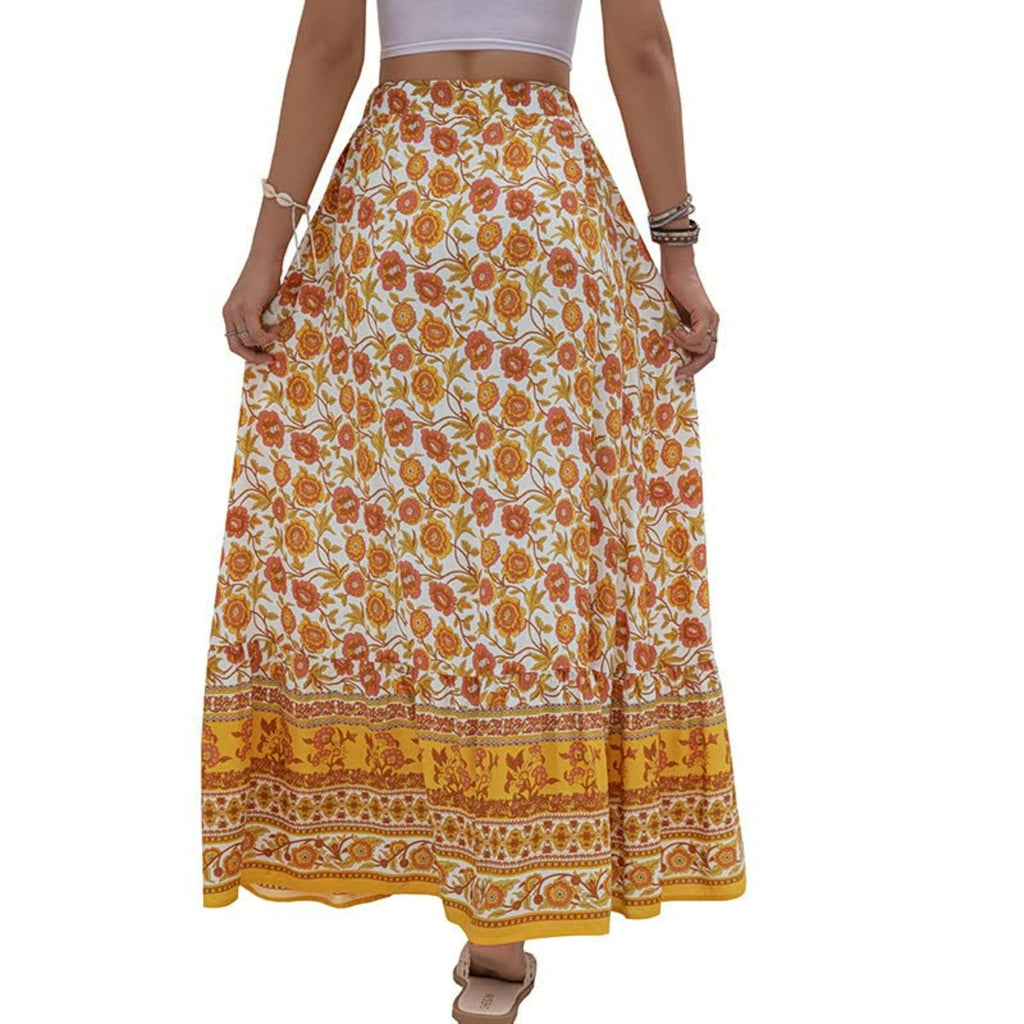 Damenrock aus Polyester | Rock im Boho-Stil | Frontschlitz für Sommer und Freizeit | Schmid
