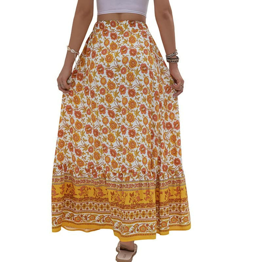 Damenrock aus Polyester | Rock im Boho-Stil | Frontschlitz für Sommer und Freizeit | Schmid