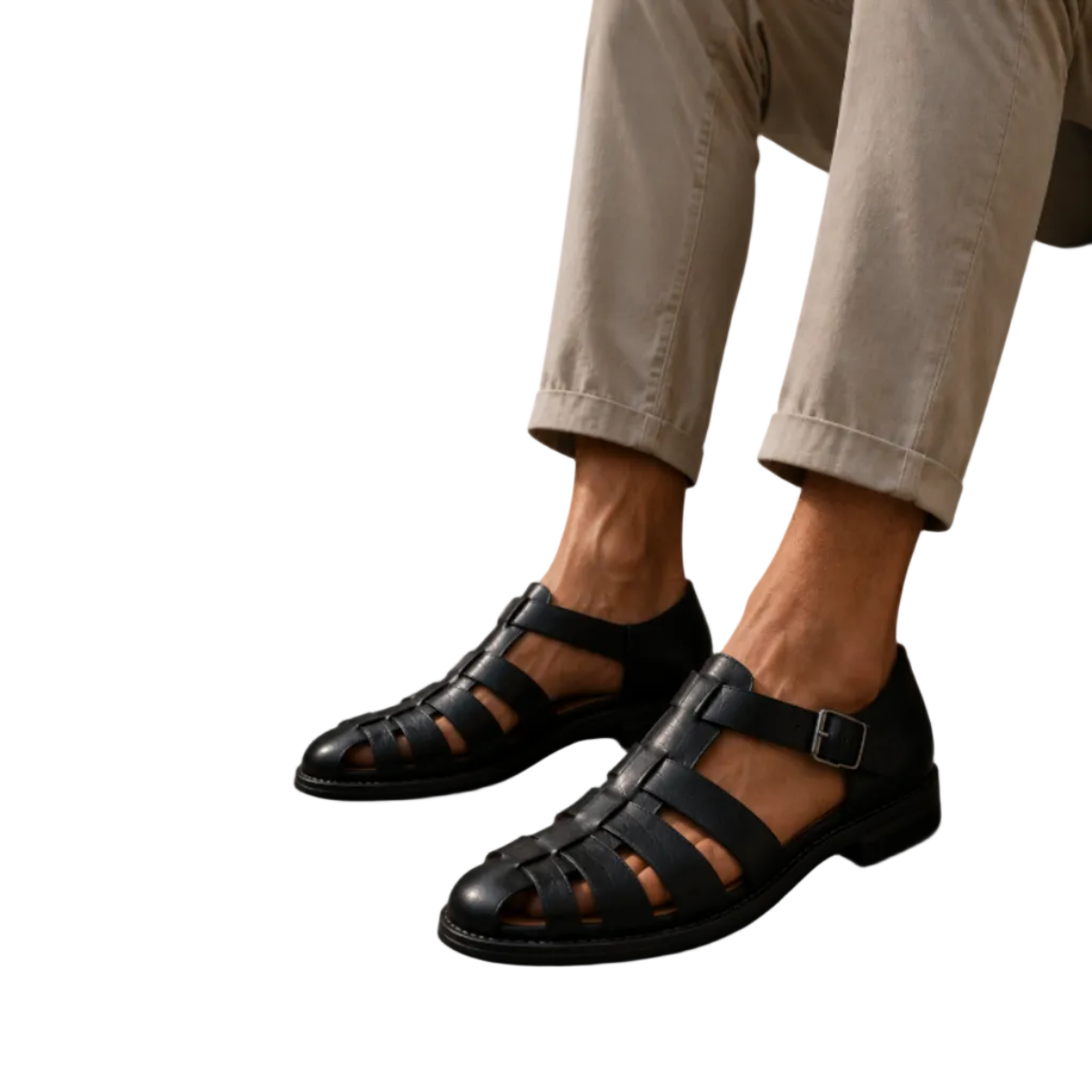 Herren Sandalen | Offene Sandalen mit Verstellbarer Schnalle | Reguläre Passform für Alltag und Freizeit | Schmid