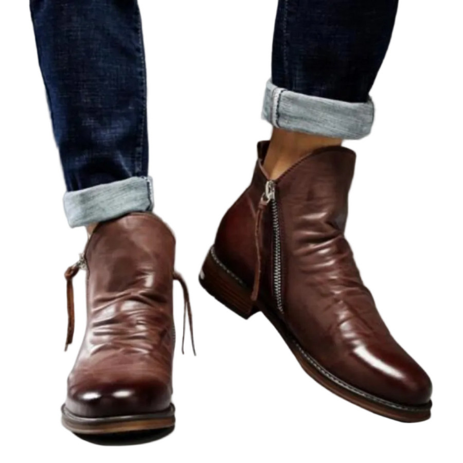 Herren Ankle Boots | Seitlicher Reißverschluss und niedriger Absatz | Standardpassform für Alltag & Semi-Formelle Outfits | Schmid