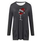 Damen Weihnachts Wein Grafik Sweatshirt – Lässiger Feiertagspullover Mit Festlichem Motiv