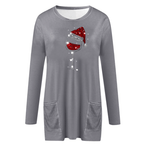 Damen Weihnachts Wein Grafik Sweatshirt – Lässiger Feiertagspullover Mit Festlichem Motiv