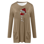Damen Weihnachts Wein Grafik Sweatshirt – Lässiger Feiertagspullover Mit Festlichem Motiv