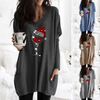 Damen Weihnachts Wein Grafik Sweatshirt – Lässiger Feiertagspullover Mit Festlichem Motiv