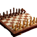 Schachspiel aus Massivholz | Faltbares Holzschachspiel | Tragbares Schachbrett | Schmid