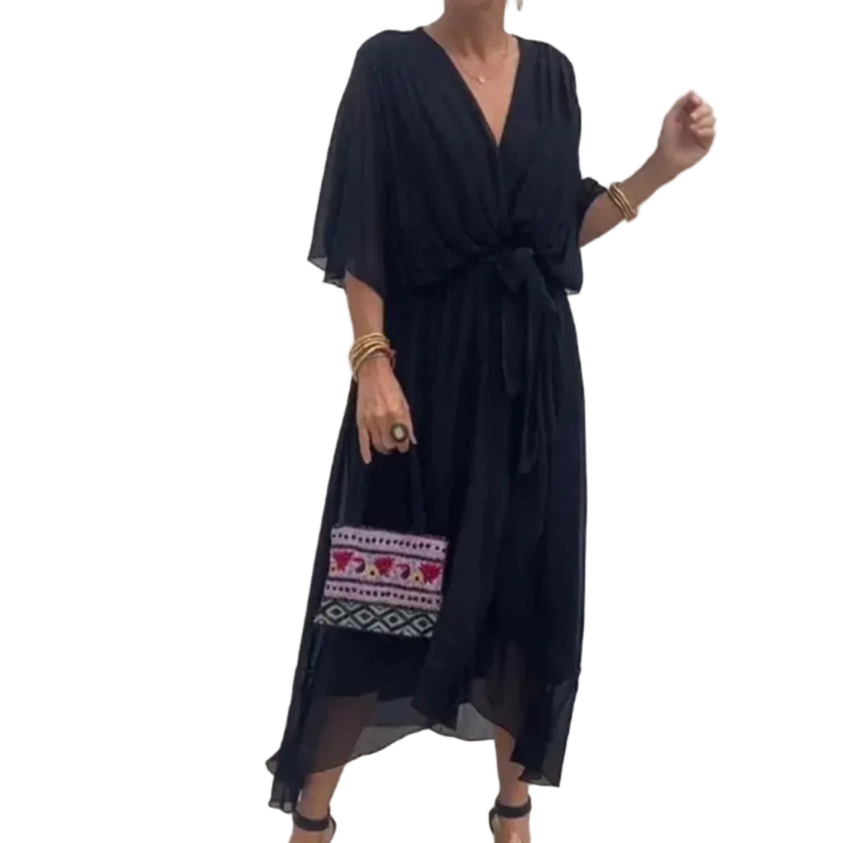Elara - Maxi Kleid Damenkleid mit V-Ausschnitt