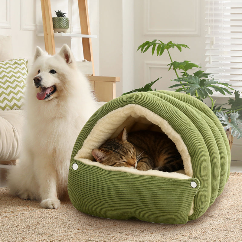 PurrCave Haustierbett – Plüsch Kuppelbett für Katzen und Kleine Hunde, Warm und Weich