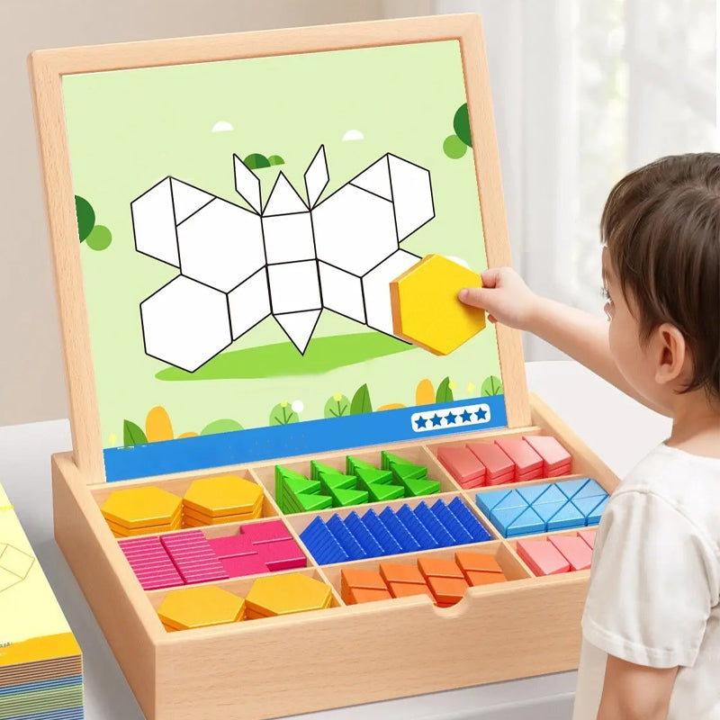MagniPlay Magnetisches Lernspiel – Holzblöcke, Formen & Farben