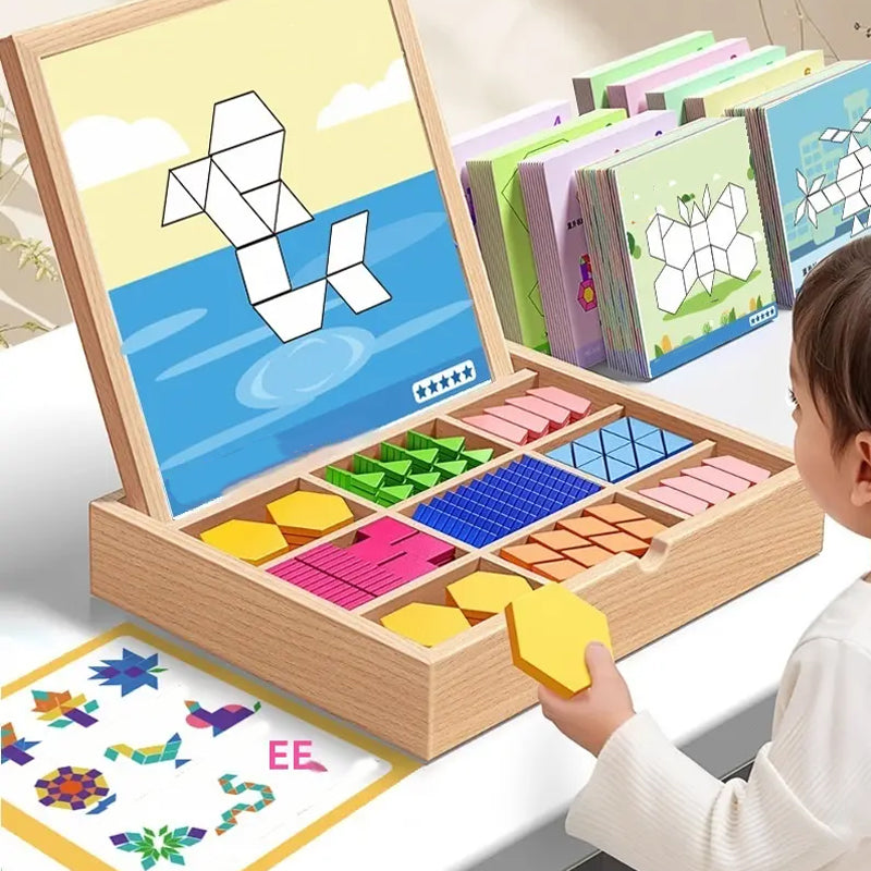 MagniPlay Magnetisches Lernspiel – Holzblöcke, Formen & Farben
