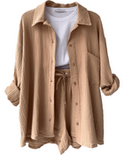 Damen-Set aus Textilmischung | Zweiteiliges Set mit Bluse und Hose | Leichtes Design für Alltag und Freizeit | Schmid