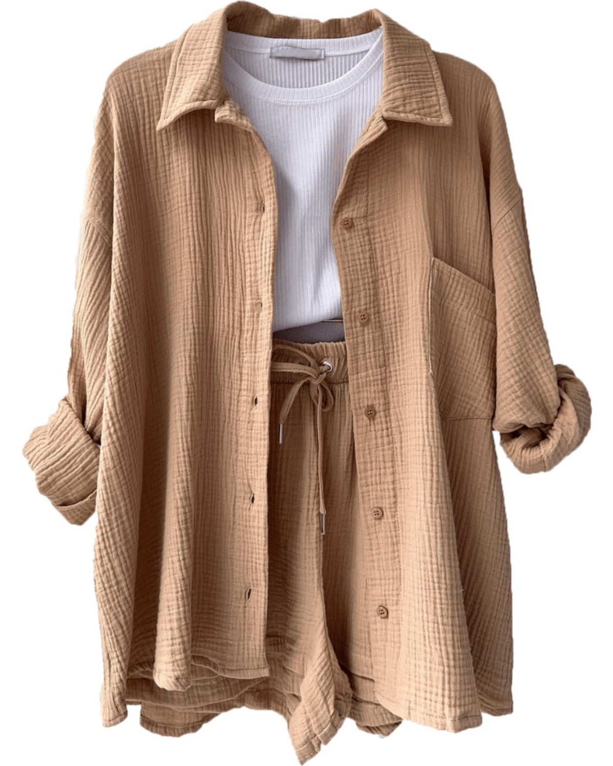 Damen-Set aus Textilmischung | Zweiteiliges Set mit Bluse und Hose | Leichtes Design für Alltag und Freizeit | Schmid