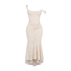 Damen Maxikleid | Off-Shoulder Maxikleid mit Eckigem Ausschnitt | Reguläre Passform aus Polyester für Alltag und Freizeit | Schmid