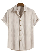 Herren Zweiteiliges Set aus Textilmaterial | Regular Fit T-Shirt und Shorts Set | Gestreiftes Design für Freizeit und Strand | Schmid