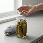 Automatischer Glas- & Dosenöffner | Ein-Knopf-Bedienung & ABS-Kunststoffgehäuse | Kompaktes Küchenwerkzeug für Deckel & Verschlüsse | Schmid