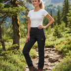 Damen Outdoor-Hose mit Fleecefutter | Wasserabweisendes Polyester & Standardpassform | Winterhose zum Wandern, Gehen & Radfahren | Schmid