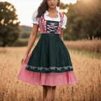 Damen Dirndl Set aus Mischgewebe | Reguläre Passform Trachtenkleidung | Schnüroberteil mit Schürze für Oktoberfest & Themenfeiern | Schmid