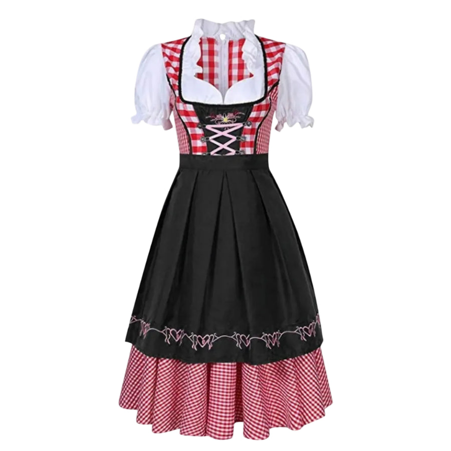 Damen Dirndl Set aus Mischgewebe | Reguläre Passform Trachtenkleidung | Schnüroberteil mit Schürze für Oktoberfest & Themenfeiern | Schmid