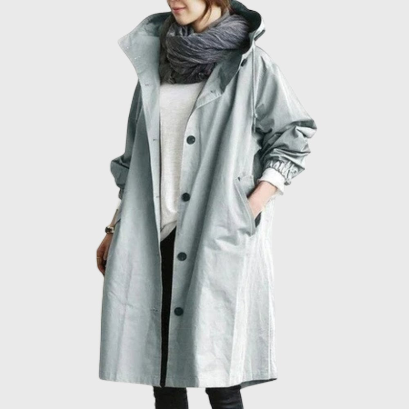 Damen Trenchcoat aus Baumwolle und Polyester | Oversize Langarm Mantel mit Seitentaschen | Alltag und Freizeit | Schmid