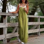 Damen Jumpsuit | Ärmelloser Jumpsuit mit Weitem Bein | Oversized Polyester Jumpsuit für Alltag und Freizeit | Schmid