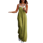 Damen Jumpsuit | Ärmelloser Jumpsuit mit Weitem Bein | Oversized Polyester Jumpsuit für Alltag und Freizeit | Schmid
