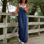 Damen Jumpsuit | Ärmelloser Jumpsuit mit Weitem Bein | Oversized Polyester Jumpsuit für Alltag und Freizeit | Schmid